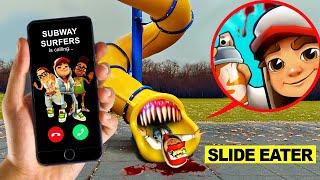 DRONE CATCHES SLIDE EATER EATS ALL SUBWAY SURFERS ON CAMERA!