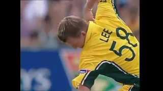 Brett Lee takes a wicket at 160.1 kph (99.5 mph)!