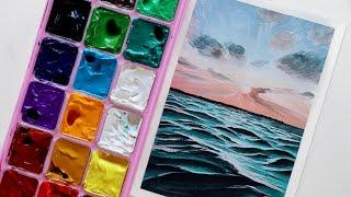 TRYING MIYA HIMI JELLY GOUACHE | First Impressions + Painting a Seascape