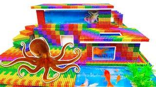 DIY - Build Amazing Modern Mansion Swimming Pool For Octopus From Magnetic Balls (Satisfying)