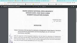 Update on IGNOU Assignment Submission Date II Latest Update
