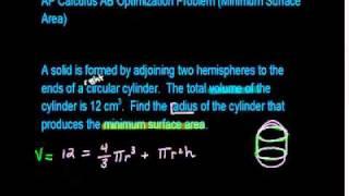 Ap Calculus AB Optimization Minimum Surface Area Volume PtI