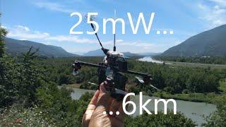 Maximum distance with 25mW video, under 100m, drone FPV