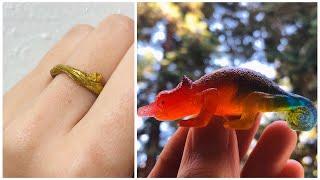 Making My Very Own Silicone Molds | DIY Resin Art | A Branch Ring and A Rainbow Chameleon Figure