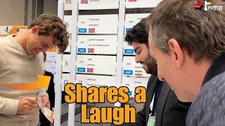 Magnus Carlsen Shares A Laugh | Iran Beats Norway | 45th Olympiad Budapest