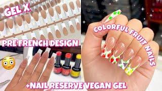 TRYING PRE FRENCH SOFT GEL NAILS FROM AMAZON | FRUIT NAIL ART USING NAIL RESERVE VEGAN GEL POLISH