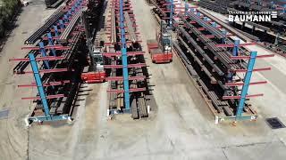 Long Load Forklift Baumann Sideloader - operator's view:  Narrow Aisle Cantilever 12 Tonnes Steel