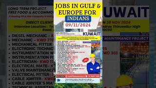 JOBS REQUIREMENTS FOR INDIANS IN GULF AND EUROPE | GULF AND EUROPE JOBS REQUIREMENTS FOR INDIANS|GKS