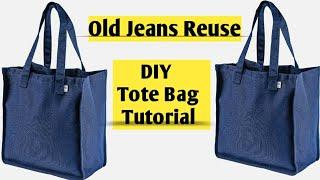 SHOPPING BAG MAKING WITH OLD JEANS || tote bag || tote bag sewing tutorial/tote bag from old Jeans