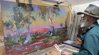 COLOURFUL Landscape PAINTING with PALETTE KNIFE and OIL / Studio painting from Plein Air studies etc