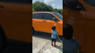 Caught son washing our car  #shorts