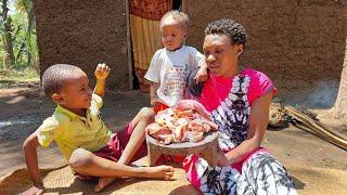 Our Youngest Organic Mom Cooks Delicious Village Food Mutton Biryani  for Breakfast