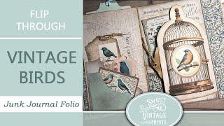 Vintage Birds Folio | Flip Through | Junk Journal Printables from Sweet Vintage Prints
