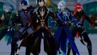 (MMD - Genshin Impact)BTS - Fire Zhongli Wriothasley Neuvillette Ayato Diluc Itto Alhatham