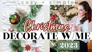 CHRISTMAS DECORATE W/ ME 2023! | *cozy* simple vintage holiday decor ideas | cleaning motivation