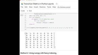 Will be day and will be code.  Transition Matrix.  Python Code. #pythoncode , #python , #matrix