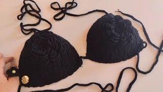 Tutorial biquíni flor em camadas tamanho GG #croche #passoapassodecroche   Flor Peônia