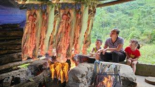 Traditional way of making meat, hanging it in the kitchen and then selling the meat