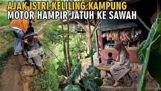 MASIH PAGI AJAK ISTRI KELILING KAMPUNG, MOTOR HAMPIR JATUH KE SAWAH!