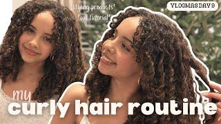 my curly hair routine 🪮 VLOGMAS ep9 | *curly hair tutorial* *curly hair products* *curly girl*