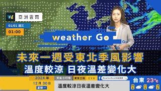 2024/12/30 未來一週受東北季風影響 溫度較涼日夜溫差變化大