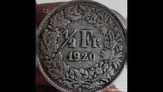 Switzerland & 1/2 Francs 1920 ,coin value and price rare.