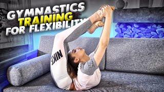 Gymnastics training for flexibility. Stretching routines. Flexible girl Ella. Flexshow