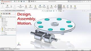 Barrel CAM Indexing Table Design Assembly and Motion Study in Solidworks