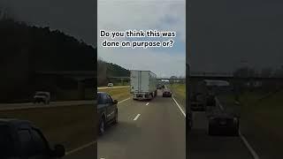 Semi runs car off road. #roadrage #accident #semi #car