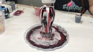 Resin Pour on a Vase with a Matching Bowl | Black, White, and Pink!