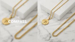 Gold Compass and Wheat Chain Pendant Necklace - Best Gift For Him Jewelry Review LUGUS JEWELRY