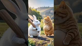 Rabbit and cat funny video #funny #pets #animallife #cat