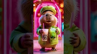 Capybara's Double Bubble Tea Bliss!  (Neon Cafe Delights!)
