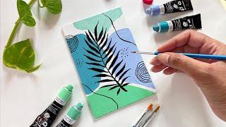 Boho Art Tutorial | Easy Acrylic Canvas Painting | Botanical Drawing | Brustro Pastel Acrylic Colour