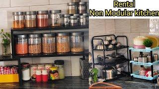 Rental Non Modular Kitchen Makeover| Space saving kitchen countertop ideas 