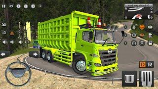 game mobil truk oleng angkut pasir, hino 500 hijau bussid mobil simulator.