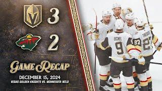 HIGHLIGHTS | Vegas Golden Knights 3, Minnesota Wild 2 | Dec. 15, 2024