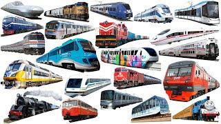 TRAIN and SUBWAY | Learn Railway Transport in English |  Subway Train, Steam, Bullet train, Tram