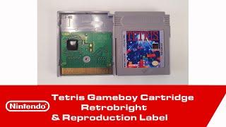 Gameboy Tetris Cartridge - Retrobright and Reproduction Label