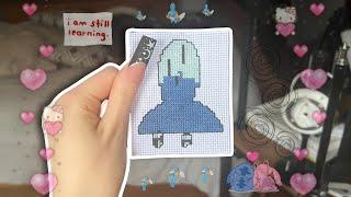 ASMR | Cross Stitch With Me 🪡 Mumbling Whisper, Background ASMR for Studying, Gaming, Working etc.