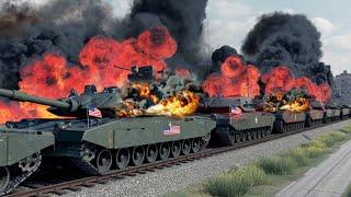 Train carrying 200 US tanks bound for Ukraine blown up by Russian missile