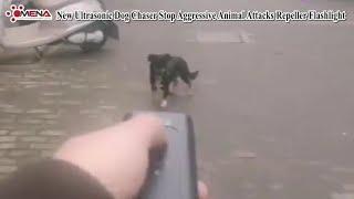 New Ultrasonic Dog Chaser Stop Aggressive Animal Attacks Repeller Flashlight