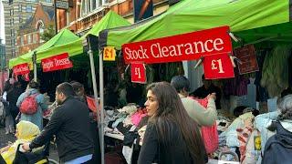  LONDON STREET FOOD, HISTORIC PETTICOAT LANE MARKET, SPITALFIELDS MARKET, LONDON CITY WALK, 4K HDR