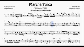 Rondo Alla Turca (Turkish March) Sheet Music for Trombone Cello Bassoon Tube and Euphonium Bass Clef