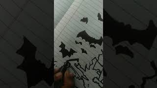 Bat man (used only black marker) drawing  from Done by Divya Subscribe, like, share.