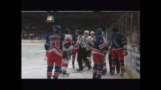 Matt Carkner punches Brian Boyle up against boards, gets game misconduct