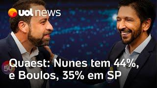 Eleição em SP: Nunes tem 44%, e Boulos, 35% de intenção de votos, mostra pesquisa Quaest