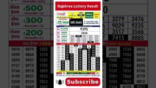 Rajshree Weekly Lottery Result 4 PM 14 6 2025  | Rajshree Lottery Result Today #shortsvideo