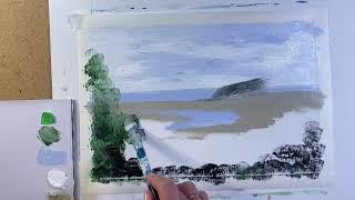 Sea view through the Trees | Easy Painting Tutorial | Acrylic Art Painting 