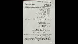 1ST SEMESTER URDU LITERATURE MAJOR QUESTION PAPER (26TH DEC 2022) /KU/NEP/